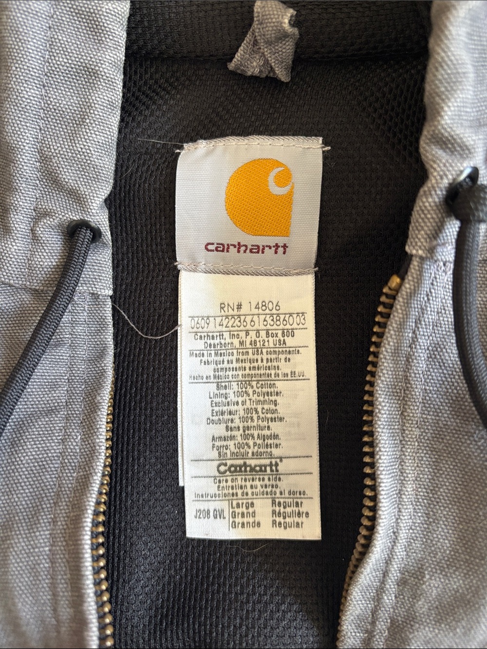Men's Carhartt J208 Sandstone Duck Active Jacket in Gravel (gray) Like New - Picture 2 of 4